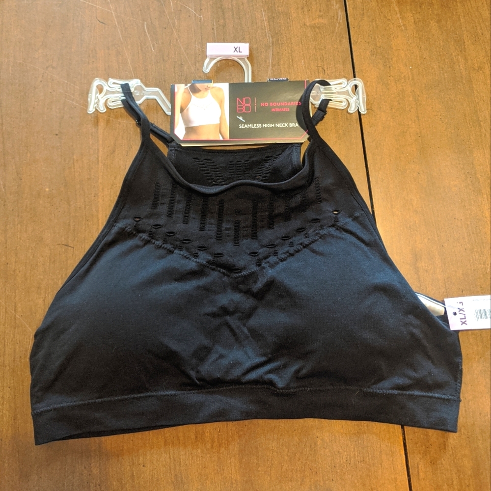 Black High Neck Bra